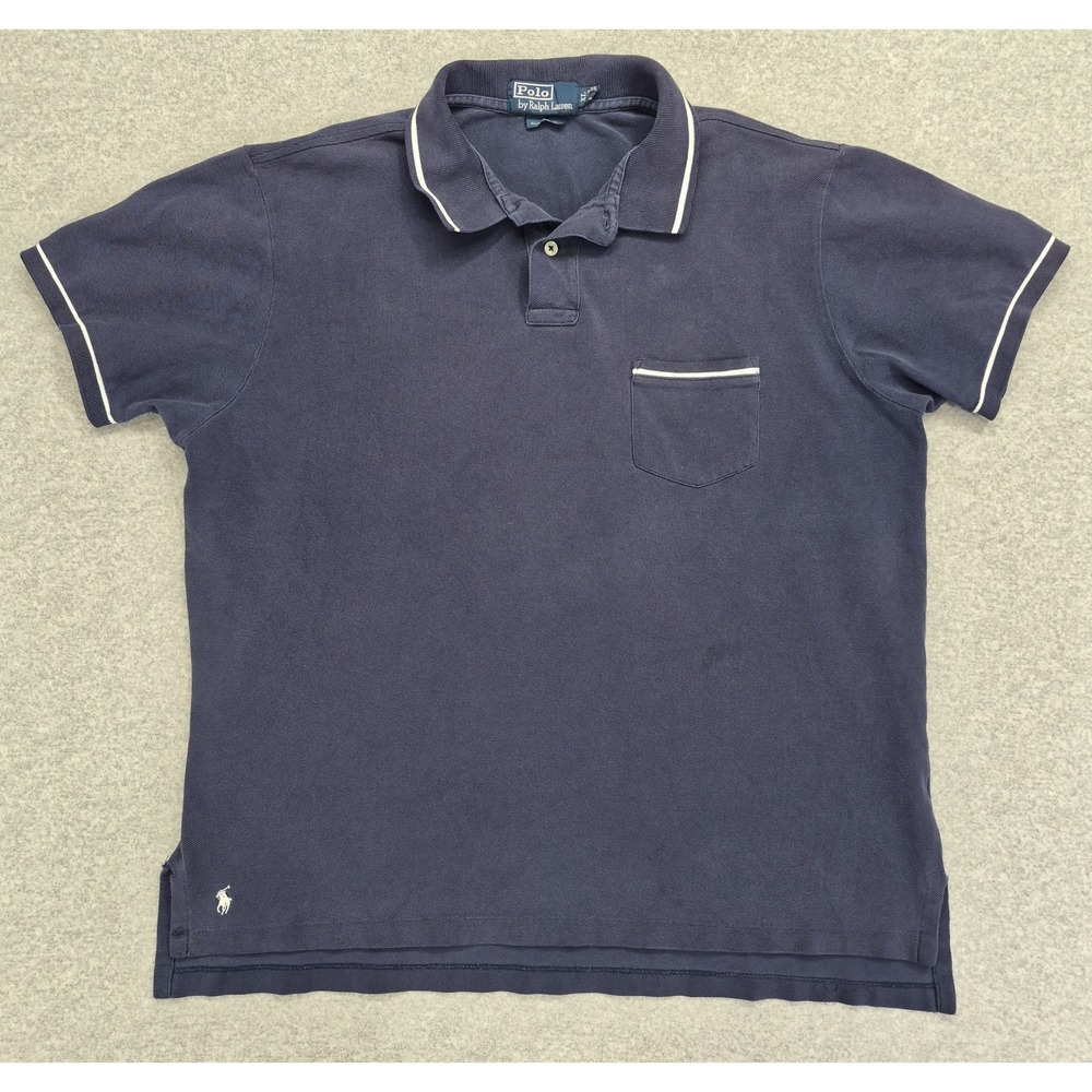 Ralph Lauren Polo Shirt Mens XL Blue Custom Fit Short Sleeve Pocket Casual